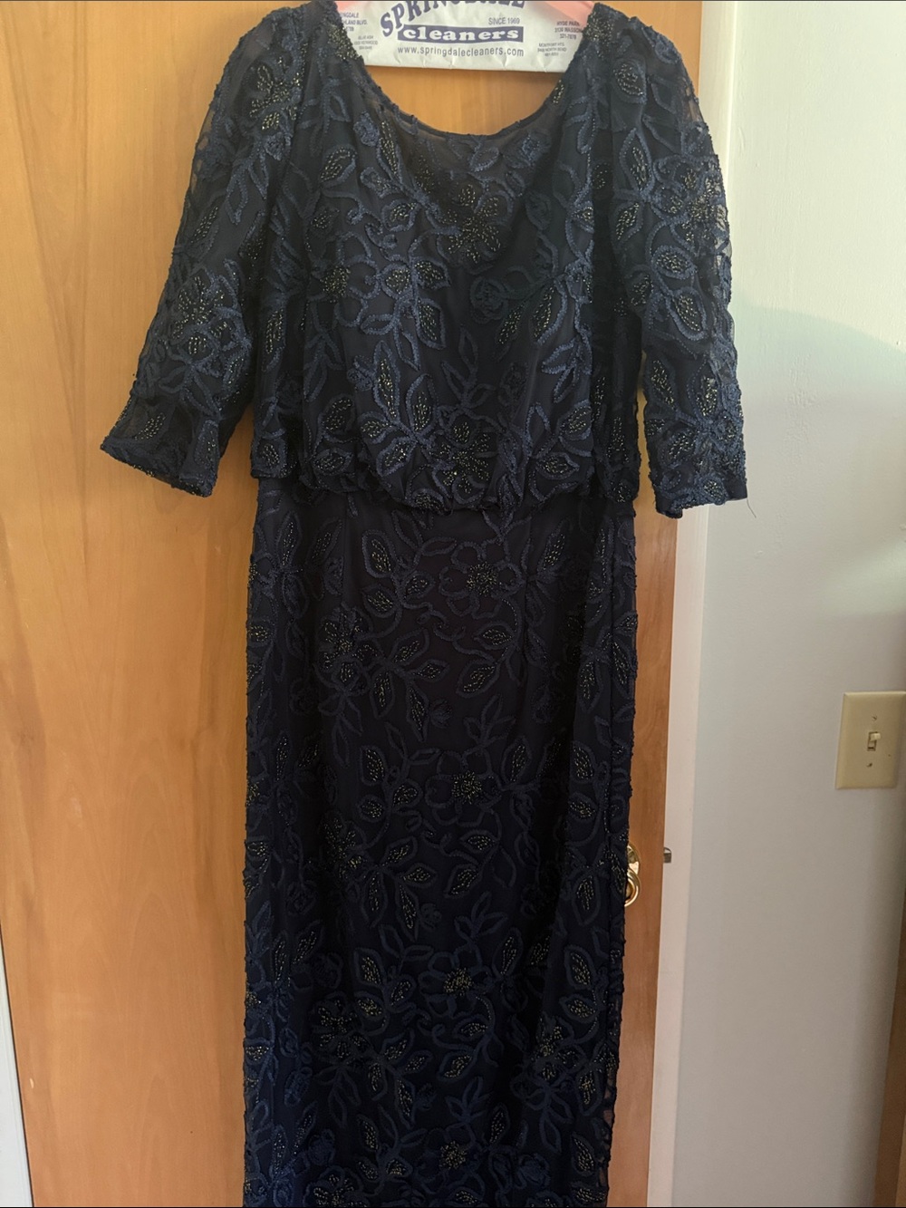 JS Collections Navy Beaded Floral Maxi Dress